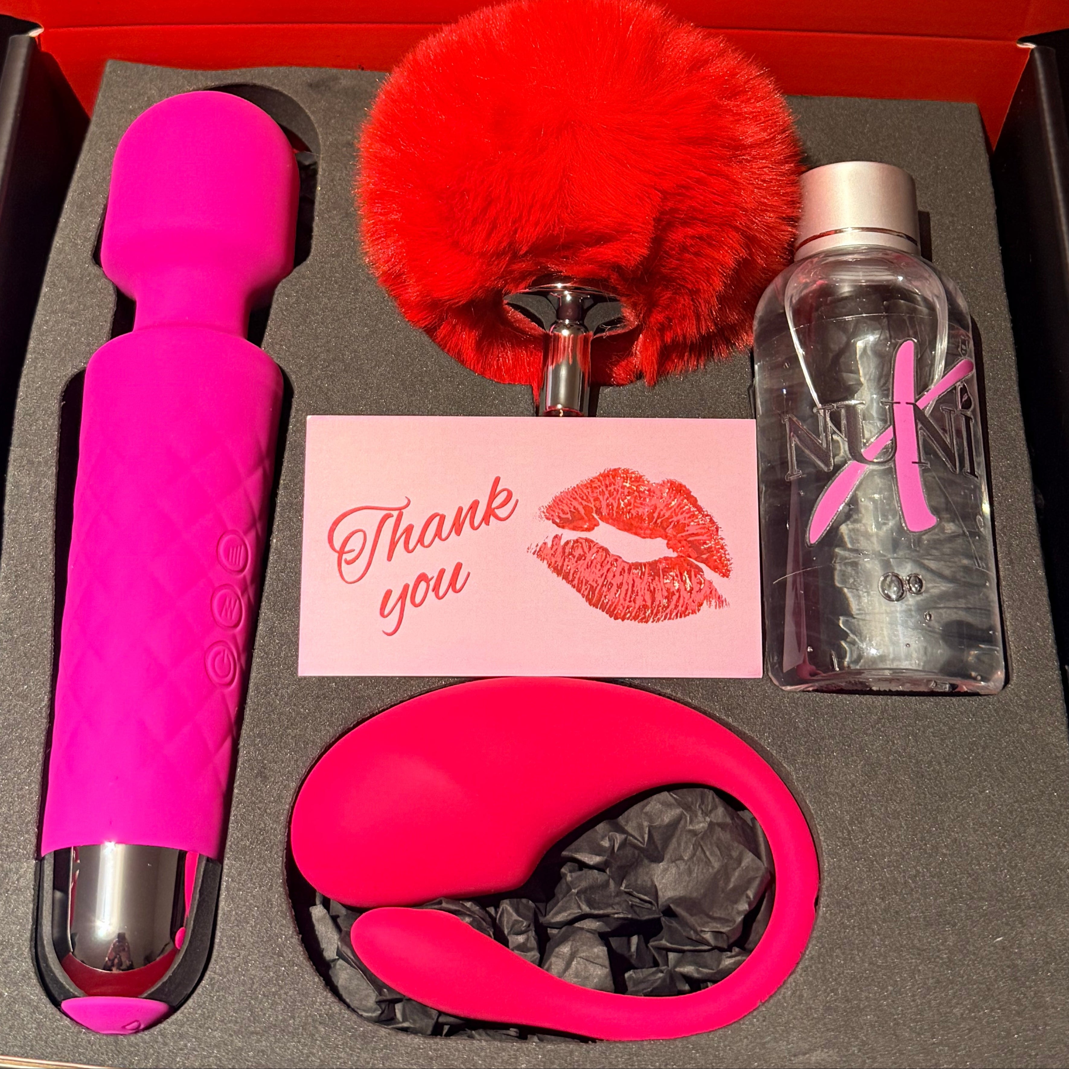 Product set with pink and red adult toys in a box - NUNI X